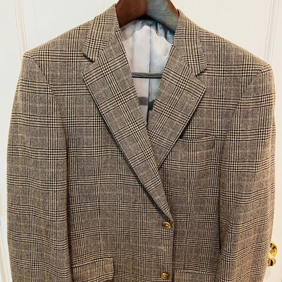 Hart Schaffner Wool Plaid Blazer Men's Sport Coat Suit Jacket 42 R - Picture 16 of 16